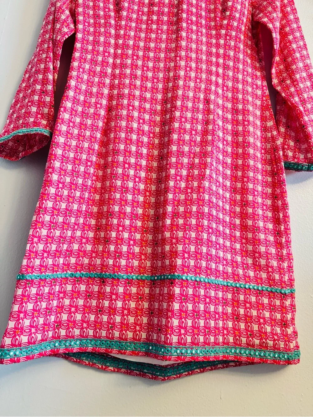 Vineyard Vines NWT Embroidered Beaded Tunic Dress Silk Geometric Print SZ 0
